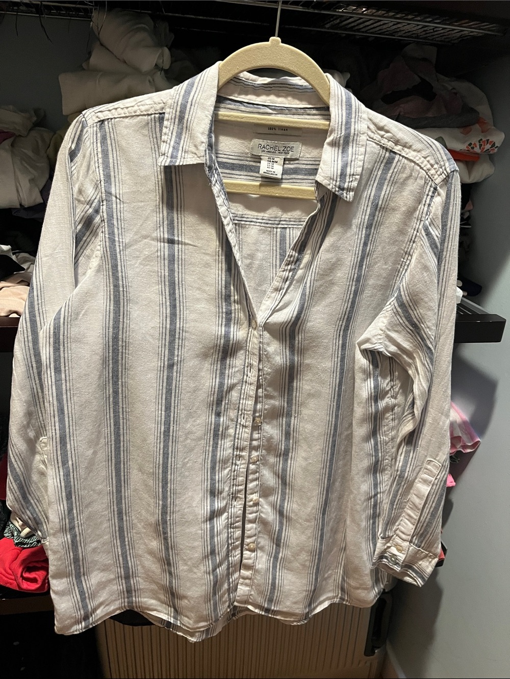rag & bone Cream and Blue Striped Button-Front Shirt